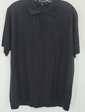 Black Textured Short-Sleeve Polo